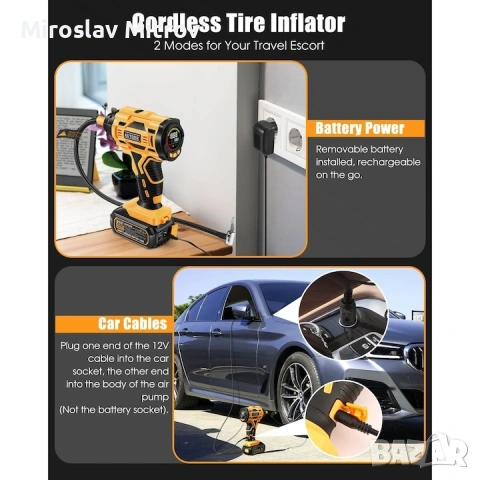 Безжичен преносим компресор Autder, снимка 2 - Аксесоари и консумативи - 54045937