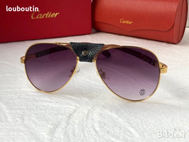 Cartier 2023 мъжки слънчеви очила с кожа и дътвени дръжки, снимка 5 - Слънчеви и диоптрични очила - 42830041