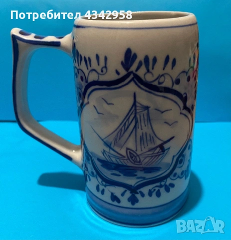 Delft. Порцеланови чаши с мелница и кораб., снимка 5 - Антикварни и старинни предмети - 53380386