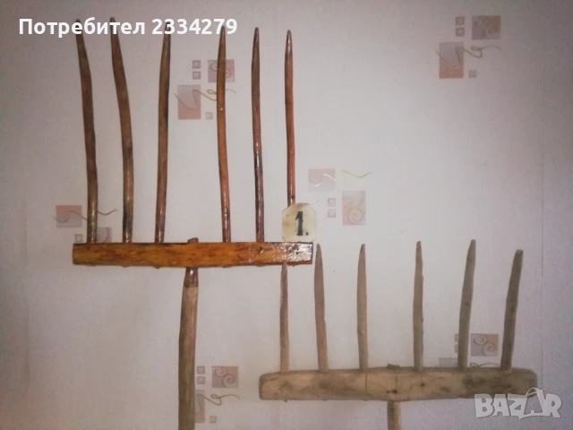 Стари дървени вили за прехвърляне на сено, слама, трева. , снимка 4 - Антикварни и старинни предмети - 52331113