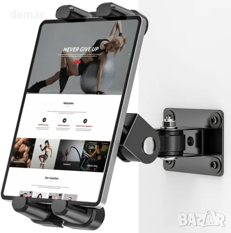 Стенна стойка за таблет/телефон Tendak, регулируема, метална, 4.7-13.5 инча