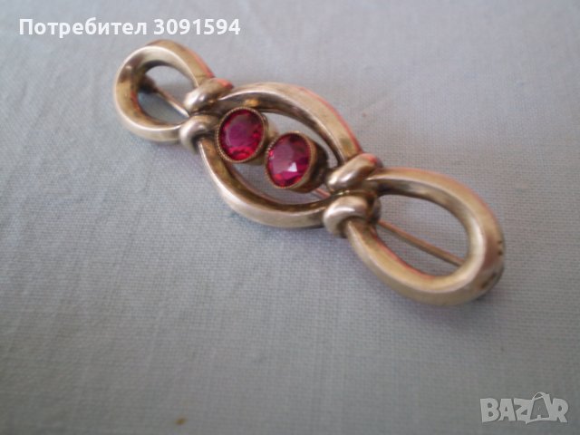 сребърна брошка с рубини арт деко 1930г, снимка 5 - Антикварни и старинни предмети - 36891908