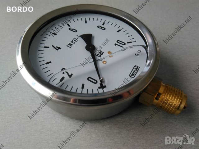 Манометър с глицерин WIKA - Ф100/0-10 bar (радиален), снимка 2 - Резервни части за машини - 30741144