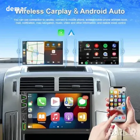 Автомултимедия 1 DIN с екран 17,78 см, безжични CarPlay и Android Auto, снимка 3 - Аксесоари и консумативи - 56228525