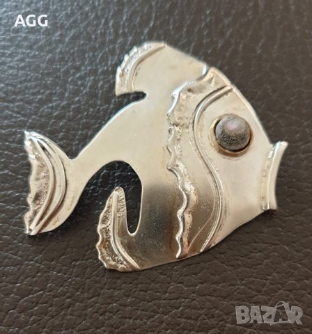 Сребърна брошка - щипка за шал, снимка 2 - Антикварни и старинни предмети - 38598091