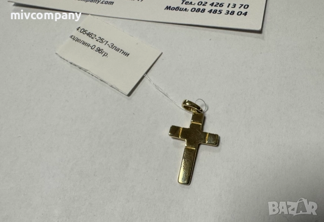 Златна Висулка "Кръст" 0.96гр , снимка 2 - Колиета, медальони, синджири - 52454747