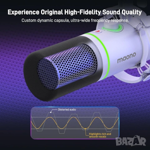 Микрофон RGB комплект с стойка за стрийминг MAONO PD200XS USB/XLR - ЧИСТО НОВ