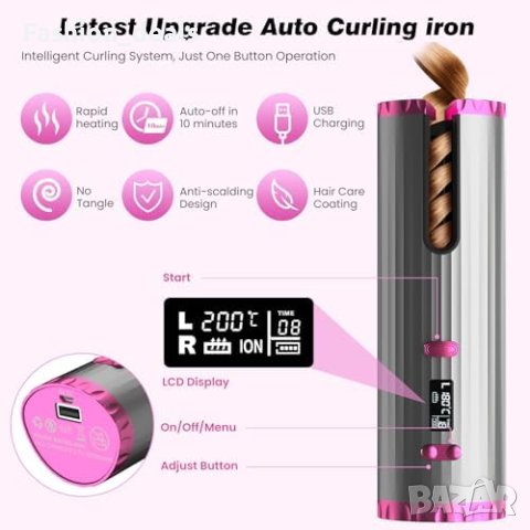 Нова Интелигентна Маша USB - Автоматично Къдрене Без Оплитане за коса жени прическа, снимка 6 - Маши за коса - 42875013