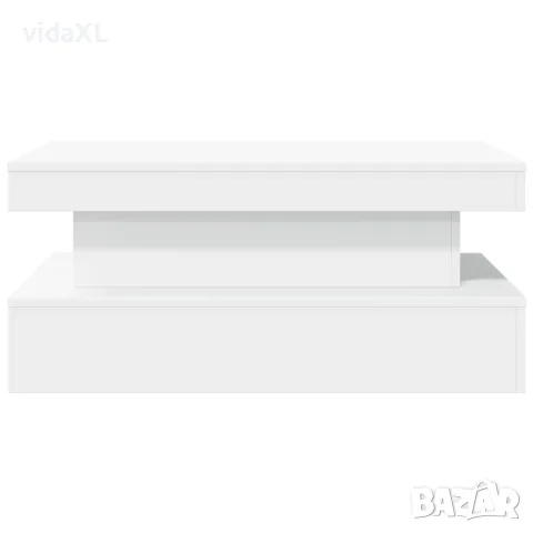 vidaXL Маса за кафе с LED осветление, бяла, 90x50x40 см, снимка 7 - Маси - 56148222