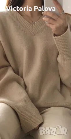 Топла блуза H&M с V деколте, овърсайз, снимка 11 - Блузи с дълъг ръкав и пуловери - 47672792