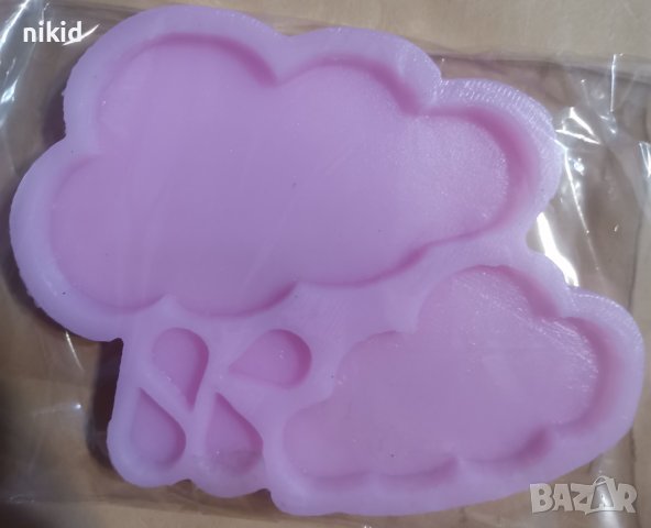 2 Облака облак и капки силиконов молд форма фондан шоколад гипс, снимка 2 - Форми - 37288924
