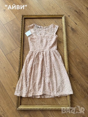 ZARA Нова дантелена рокля цвят пудра, снимка 11 - Рокли - 53999579