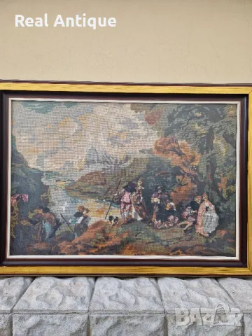 Страхотен голям антикварен колекционерски холандски гоблен , снимка 3 - Антикварни и старинни предмети - 47263099