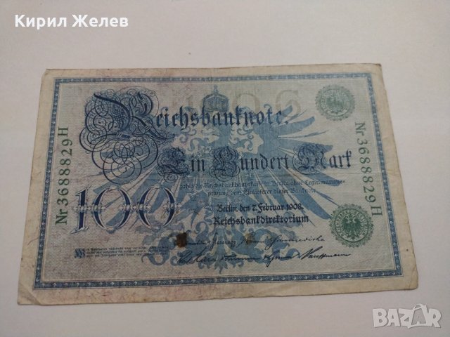 Райх банкнота - Германия - 100 марки / 1908 година- 17927, снимка 7 - Нумизматика и бонистика - 31030001