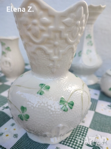 Belleek Ирландия ръчно рисувана ваза Donegal Spill Vase, снимка 2 - Вази - 52504917
