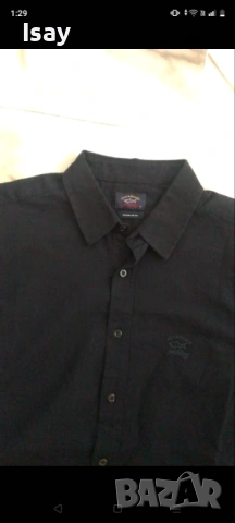 Мъжка риза Паул Шарк в тъмно син цвят 75% лен 25% памук, снимка 2 - Ризи - 53919893