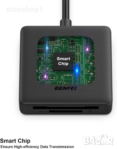 Четец на карти с памет, BENFEI 4in1 USB 3.0 и USB-C към SD Micro SD MS CF адаптер за четец на карти,, снимка 3 - Кабели и адаптери - 48718160