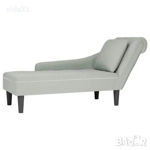vidaXL Кушетка с възглавница и десен подлакътник, светлосив, кадифе