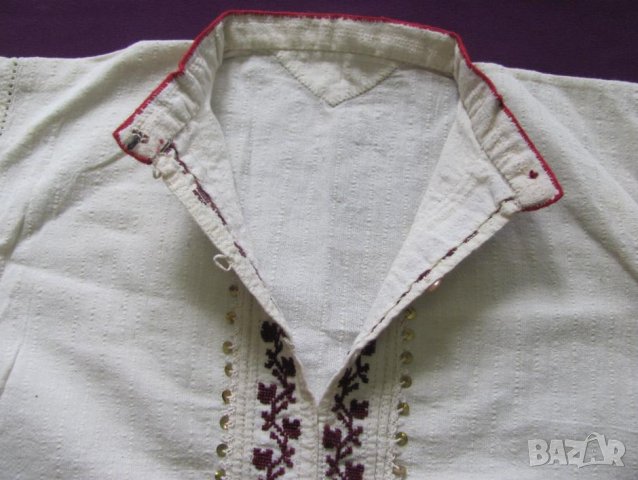 19 век Фолк Арт Мъжка Памучна Риза, снимка 4 - Антикварни и старинни предмети - 35194883