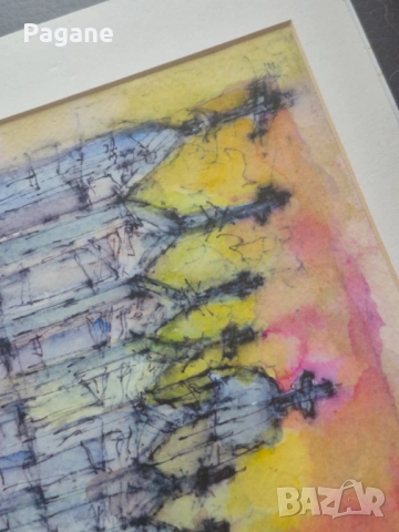 Оригинален акварел от Ню Орлиънс, САЩ – Metairie Cemetery (авт. Gundy), снимка 4 - Картини - 53302248