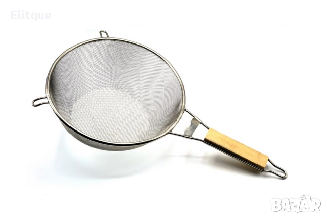 Гевгир с дървена дръжка, цедка, ВАРИАНТИ РАЗМЕР: 18/20/22см, снимка 3 - Други - 52903115