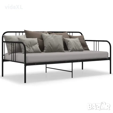 vidaXL Рамка за разтегателен диван, черна, метал, 90x200 см, снимка 2 - Спални и легла - 56146797
