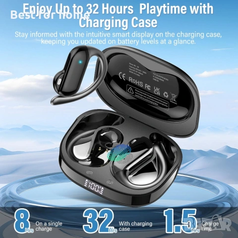 Безжични Bluetooth 5.4 слушалки с отворени уши и кукички за уши, 32H HiFi стерео слушалки, снимка 4 - Bluetooth слушалки - 54257512