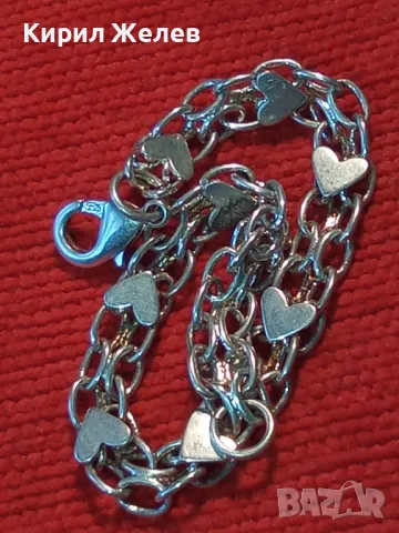 ДЕБЕЛО ПОСРЕБРЕНА АРТ ГРИВНА от БЛАГОРОДНА СТОМАНА РОМАНТИЧНА ВИНТИДЖ ПЛЕТКА със СЪРЧИЦА 49279, снимка 15 - Гривни - 49886296