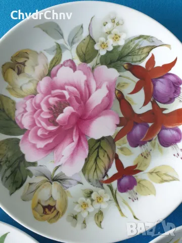 4бр ALKA Kaiser/АЛКА Бавария немска колекционерска декоративна порцеланова чиния-картина/цветя, снимка 4 - Картини - 48118681