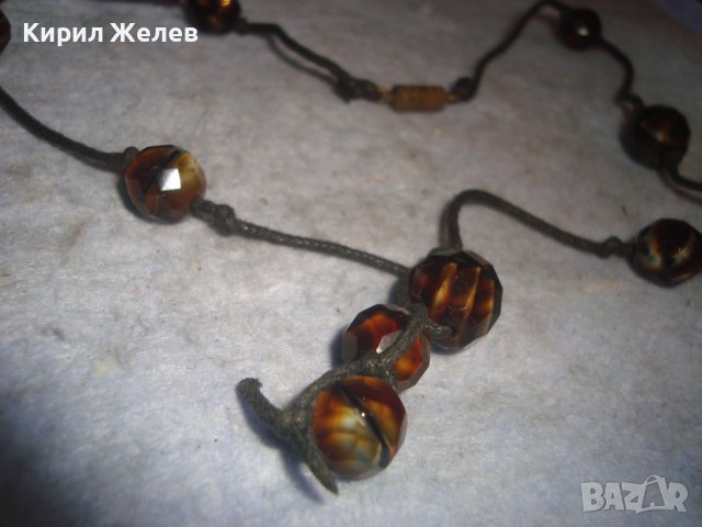 СКЪПОЦЕНЕН ВИНТИДЖ АРТ ГЕРДАН КОЛИЕ от ЯСПИС с ШНУРЧЕ и БРОНЗОВА ЗАКОПЧАЛКА на ВИНТ 10977, снимка 6 - Колиета, медальони, синджири - 37026892