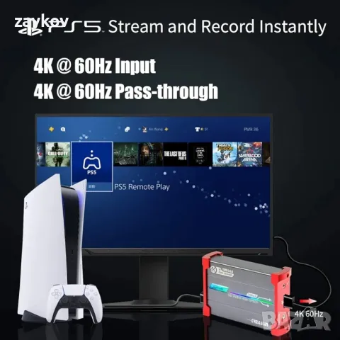TreasLin 4K Capture Card, USB 3.0 HDMI Game Capture Поточно предаване на игри на живо и запис, снимка 3 - Игри за PlayStation - 47752591
