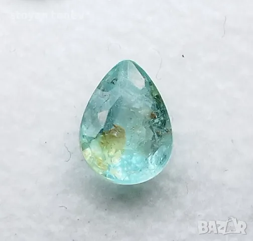 Зелено син Параиба турмалин с форма круша - 0.78кт.! Сертифициран! Нов!