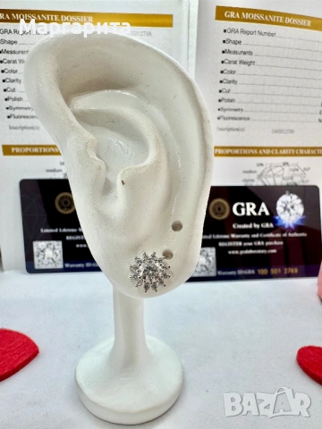 Сребърни обеци с мойсанит (диамант) 0.5 карата , снимка 9 - Обеци - 53205716