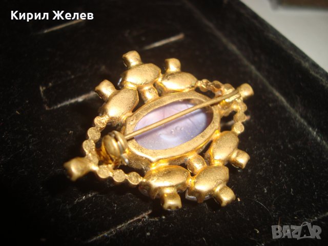 СКЪПОЦЕННА СТАРИННА БРОШКА с БОХЕМСКИ КРИСТАЛ и БЛАГОРОДНИ КАМЪНИ КОТЕШКО ОКО ЕФЕКТ и ПОЗЛАТА 14949, снимка 11 - Антикварни и старинни предмети - 30701248