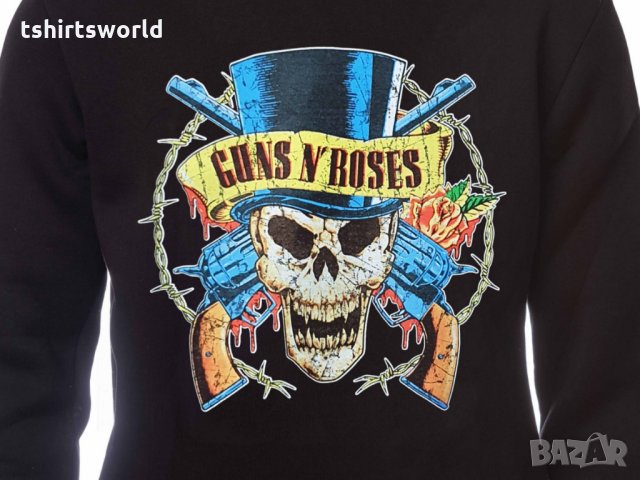 Нов мъжки суичър с дигитален печат на музикалната група Guns N'Roses, череп, снимка 2 - Суичъри - 31912084