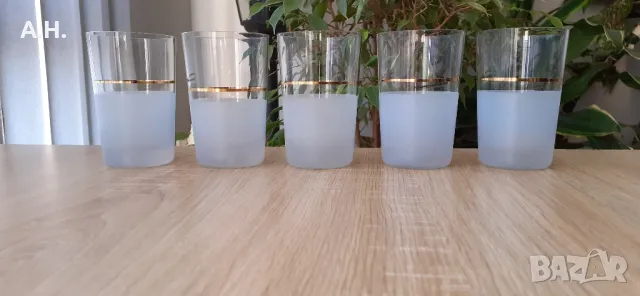 Ретро стъклени чаши за ракия Матирано стъкло
