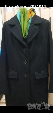 Дамско  черно вълнено палто  , снимка 4 - Палта, манта - 52343450