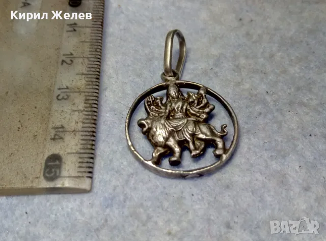 Durga Maa Vaishno Mata ТРАДИЦИОНЕН ХИНДУИСТКИ СРЕБЪРЕН ПЕНДАНТ СРЕБРО ВИСОКА ПРОБА РъчнаРАБОТА , снимка 8 - Антикварни и старинни предмети - 49733243