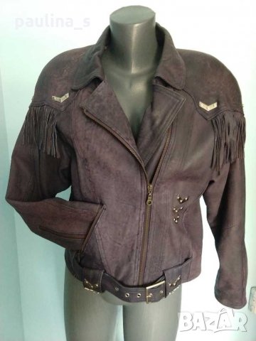 Два броя / Естествен набук, Лилаво и Леопардов принт яке / рокерско яке , снимка 4 - Якета - 14408628