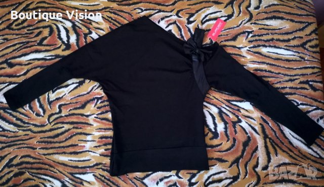Ново! Черна блуза с панделка, снимка 1 - Блузи с дълъг ръкав и пуловери - 37996671