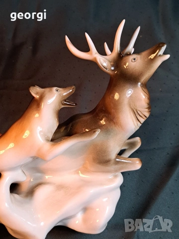 порцеланова статуетка Royal Dux Czechoslovakia елен , снимка 6 - Статуетки - 54175198