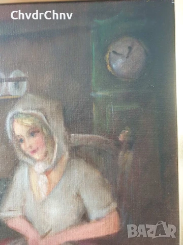 80x69см/голяма картина масло върху платно/женски портрет/Пепеляшка/дървена рамка, снимка 4 - Картини - 51176720