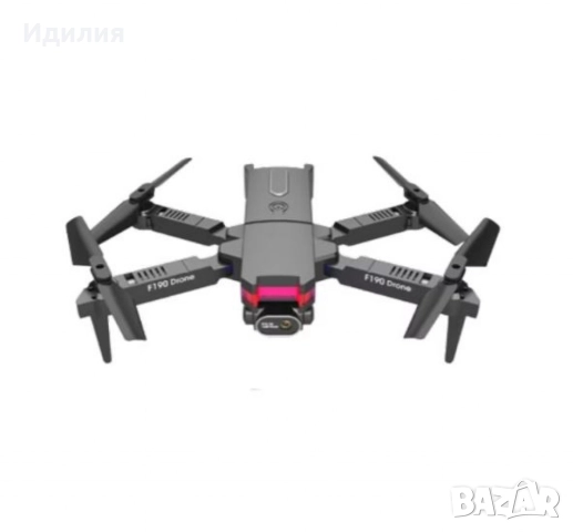 Дрон F190 с 4K камера, LED светлини и WiFi – Черен модел с висока маневреност и интелигентни функции, снимка 2 - Дронове и аксесоари - 51692517