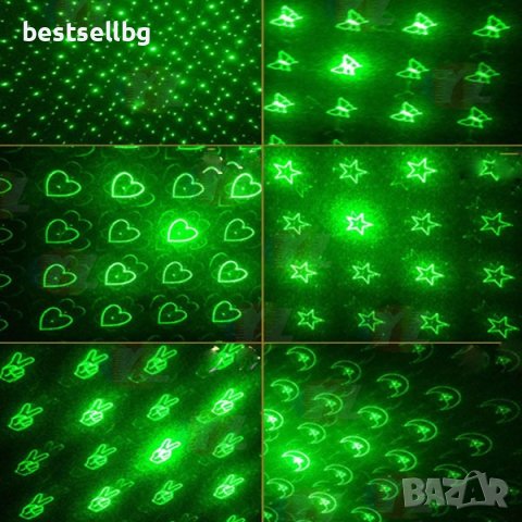 Мощен акумулаторен зелен лазер с приставки фигури за деца нов модел, снимка 5 - Измервателни инструменти - 40798509