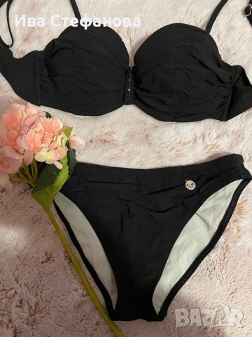 Нов черен класически бански изчистен модел половинки горнище и долнище сет от две части комплект , снимка 4 - Бански костюми - 38820546