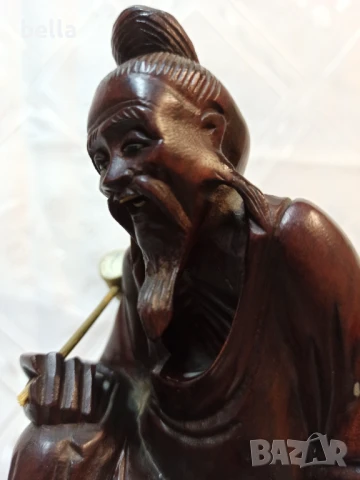 Стара махагонова пластика Хонг Конг ,в прекрасно запазен вид уникална детайлна изработка ., снимка 7 - Антикварни и старинни предмети - 50625514