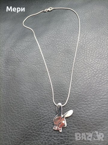 Сребърно колие Плейбой, снимка 2 - Колиета, медальони, синджири - 40222180