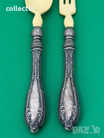 Сребърни прибори за салата със Сло**ва кост. №7507, снимка 3 - Антикварни и старинни предмети - 52084388