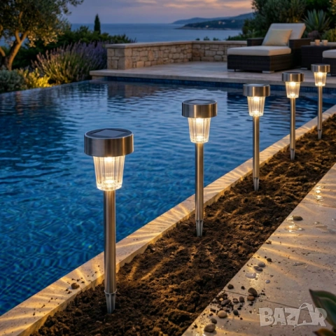 Комплект от 5 броя соларни лампи. , снимка 2 - Соларни лампи - 54306279