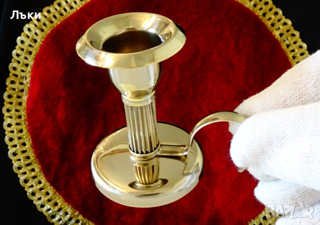Посребрен бронзов свещник,дръжка. , снимка 2 - Антикварни и старинни предмети - 40253065
